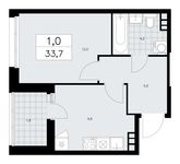 Планировка 1-комнатной квартиры, 33,7 м2
