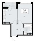 Планировка 1-комнатной квартиры, 35,8 м2