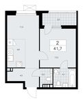 Планировка 2-комнатной квартиры, 41,7 м2