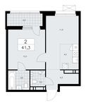 Планировка 2-комнатной квартиры, 41,3 м2