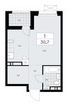Планировка 1-комнатной квартиры, 30,7 м2