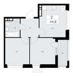 Планировка 2-комнатной квартиры, 44,8 м2