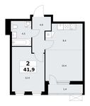 Планировка 2-комнатной квартиры, 41,9 м2