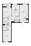 Планировка 3-комнатной квартиры, 78 м2