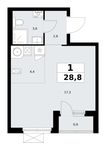 Планировка 1-комнатной квартиры, 28,8 м2
