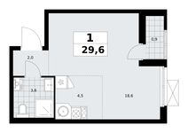 Планировка 1-комнатной квартиры, 29,6 м2