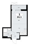 Планировка 1-комнатной квартиры, 24,1 м2