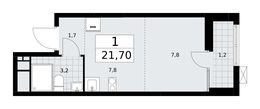 Планировка 1-комнатной квартиры, 21,9 м2