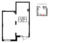 Планировка квартиры студии, 47,5 м2