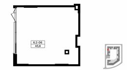 Планировка квартиры студии, 43,8 м2
