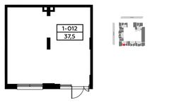 Планировка квартиры студии, 37,4 м2