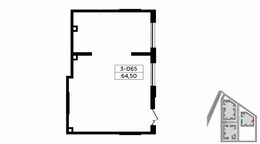 Планировка квартиры студии, 64,5 м2