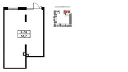 Планировка квартиры студии, 53,9 м2