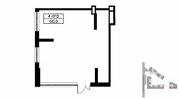 Планировка квартиры студии, 60,6 м2