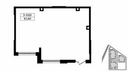 Планировка квартиры студии, 61,4 м2