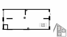 Планировка квартиры студии, 76,4 м2