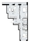 Планировка  2-комнатной квартиры, 82,7 м2