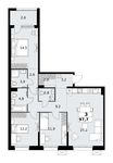Планировка  3-комнатной квартиры, 97,7 м2