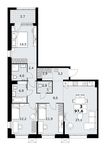 Планировка  3-комнатной квартиры, 97,6 м2