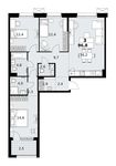 Планировка  3-комнатной квартиры, 96,8 м2
