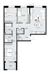 Планировка  3-комнатной квартиры, 97,1 м2
