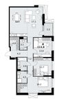 Планировка  4-комнатной квартиры, 113,8 м2