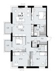 Планировка  5-комнатной квартиры, 135,9 м2