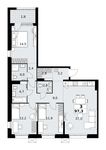Планировка  3-комнатной квартиры, 97,3 м2