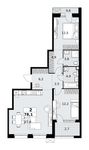 Планировка  2-комнатной квартиры, 78,1 м2
