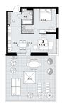 Планировка  2-комнатной квартиры, 72,9 м2