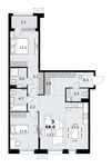 Планировка  3-комнатной квартиры, 88 м2