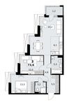 Планировка  3-комнатной квартиры, 73,6 м2