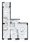 Планировка  3-комнатной квартиры, 97,7 м2