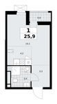 Планировка 1-комнатной квартиры, 25,9 м2