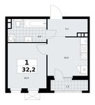 Планировка 1-комнатной квартиры, 32,2 м2