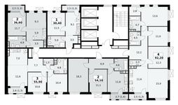 Планировка 3-комнатной квартиры, 55,9 м2