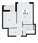Планировка 1-комнатной квартиры, 37,1 м2