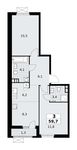 Планировка  3-комнатной квартиры, 59,7 м2