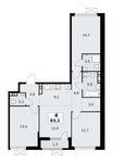 Планировка  4-комнатной квартиры, 83,1 м2