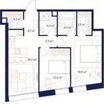 Планировка 2-комнатной квартиры, 68 м2