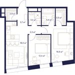 Планировка 2-комнатной квартиры, 67,2 м2