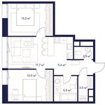Планировка 2-комнатной квартиры, 60,2 м2