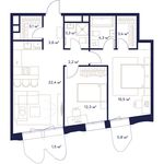 Планировка 2-комнатной квартиры, 73,8 м2
