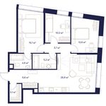 Планировка 3-комнатной квартиры, 87,5 м2