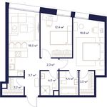 Планировка 2-комнатной квартиры, 68 м2