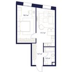 Планировка 1-комнатной квартиры, 47,7 м2