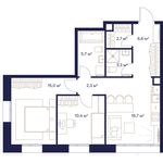 Планировка 2-комнатной квартиры, 62,5 м2