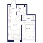 Планировка 1-комнатной квартиры, 43,8 м2