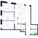 Планировка 3-комнатной квартиры, 96,5 м2