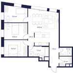 Планировка 3-комнатной квартиры, 96,5 м2